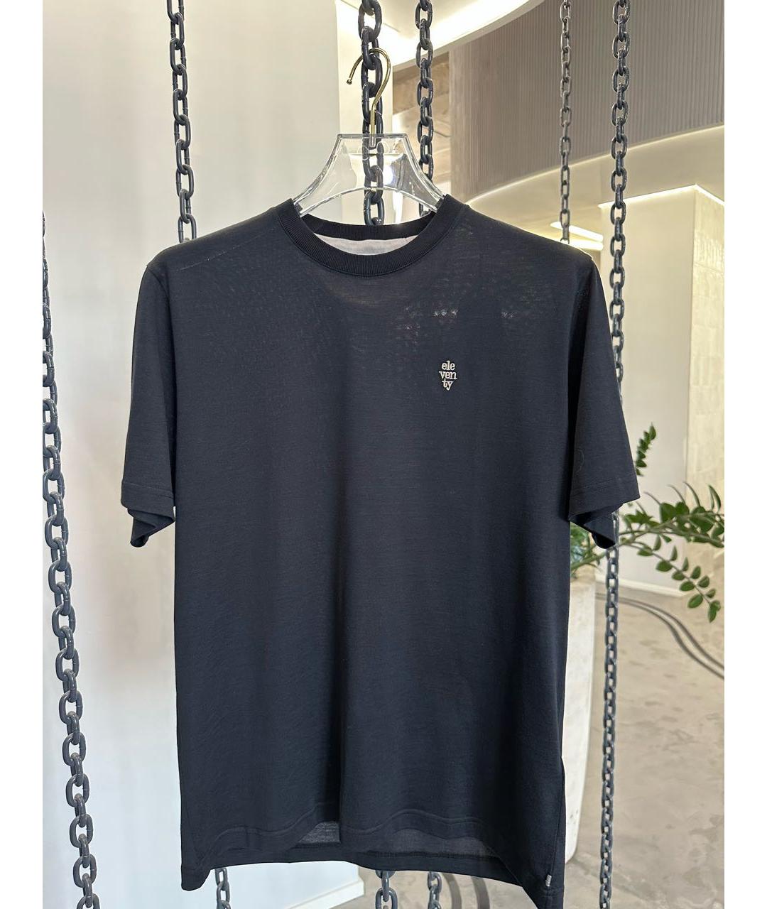 ELEVENTY Черная хлопковая футболка, фото 2
