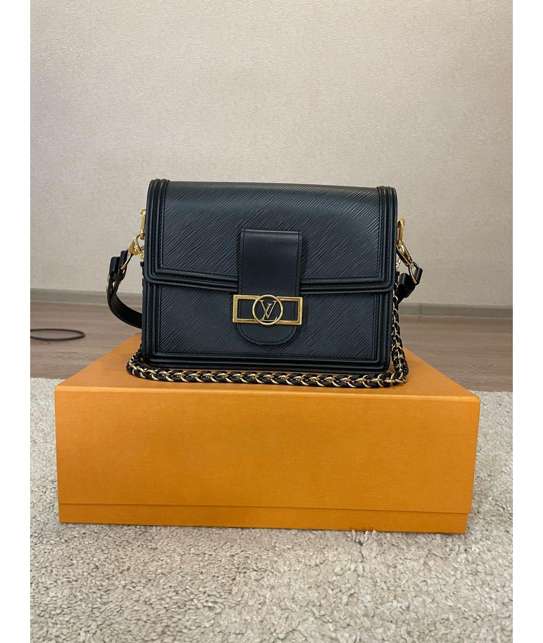 LOUIS VUITTON Черная кожаная сумка через плечо, фото 8