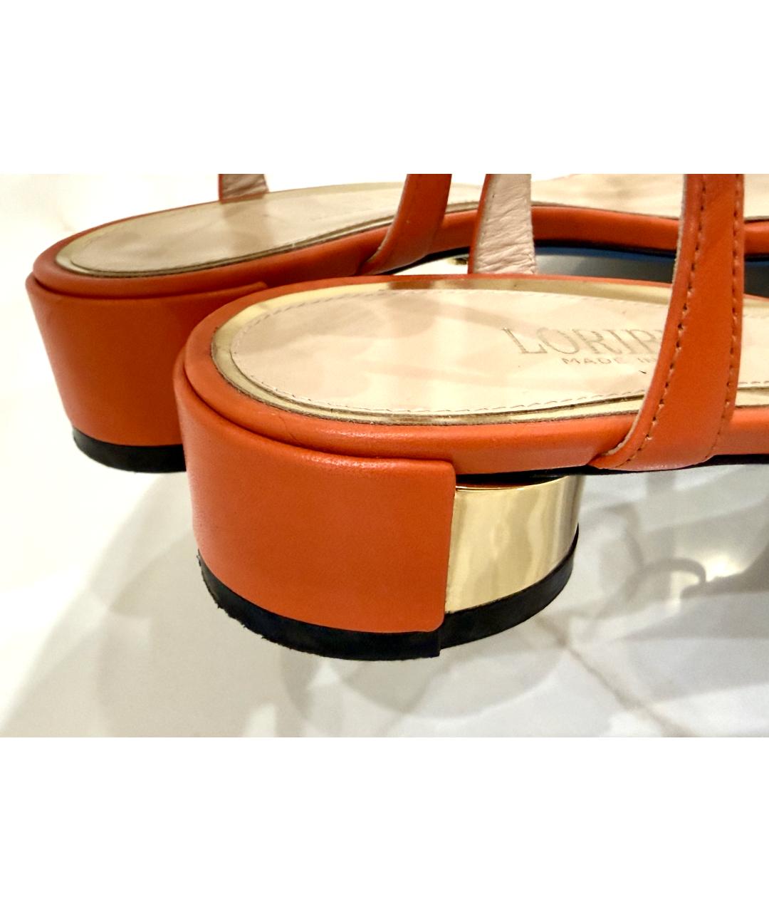 LARDINI Оранжевое кожаные босоножки, фото 7