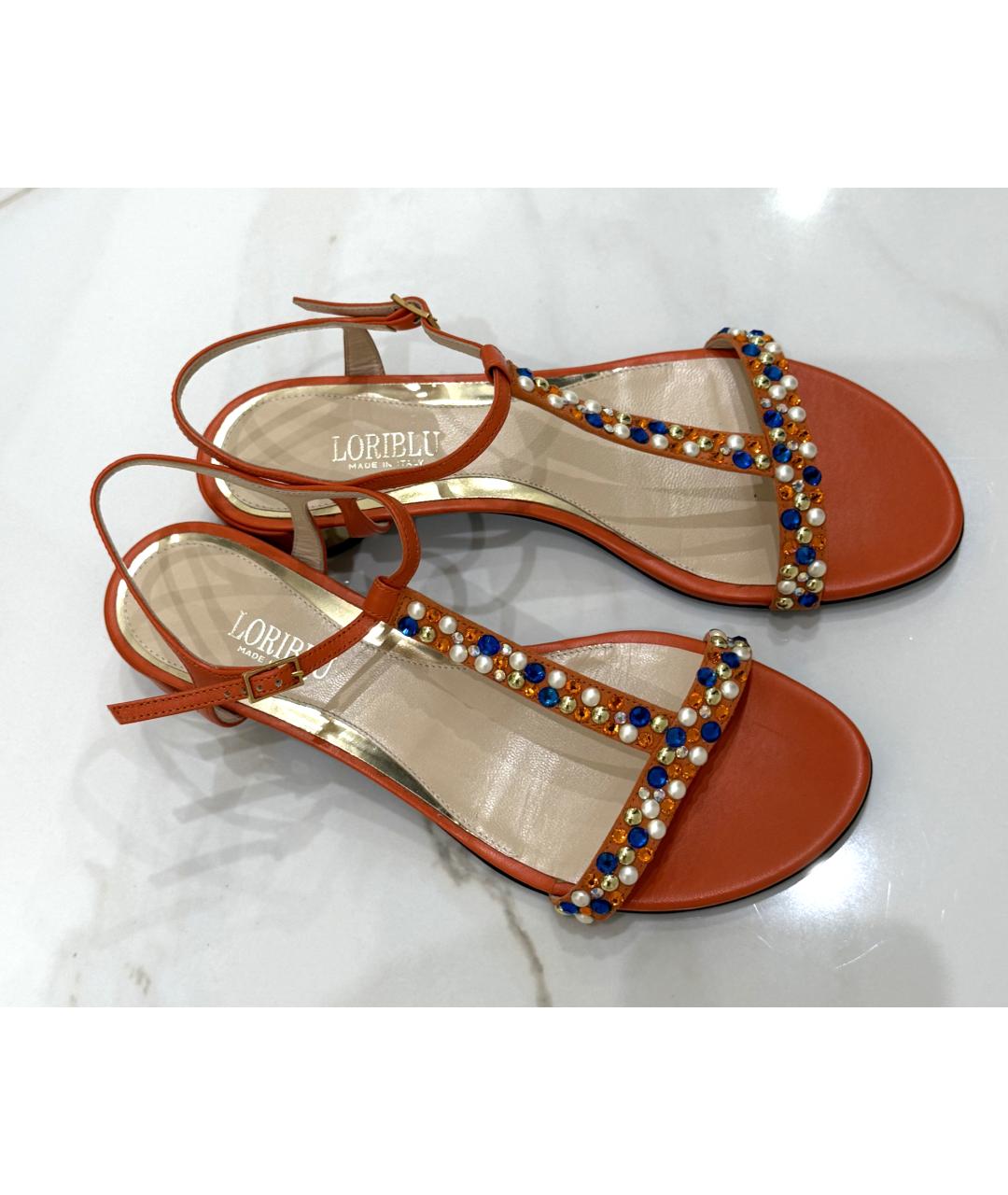 LARDINI Оранжевое кожаные босоножки, фото 3