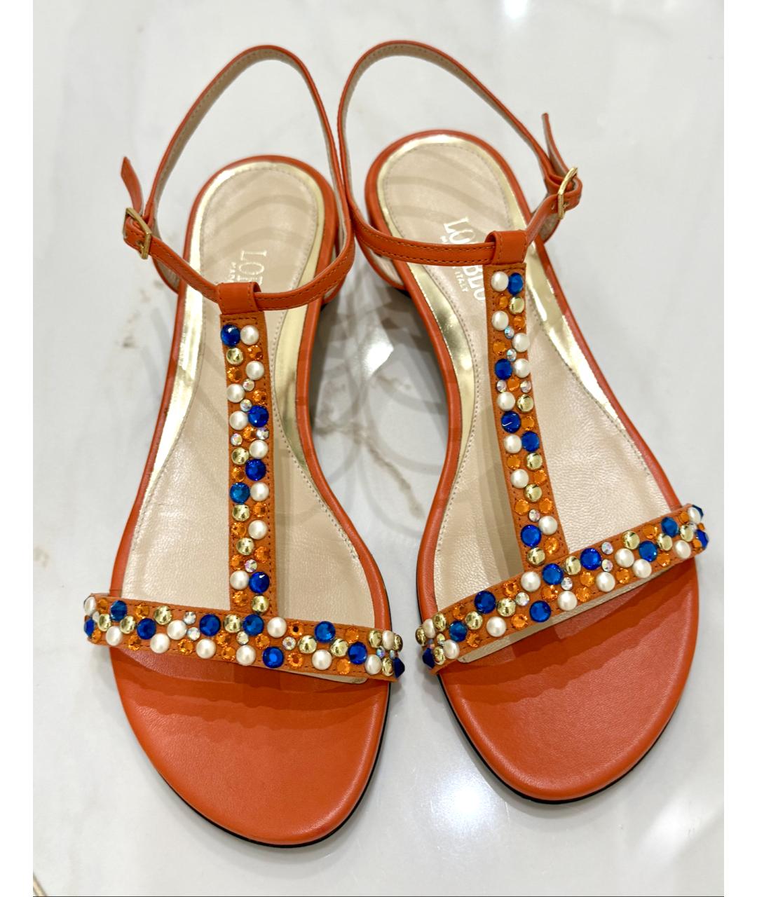 LARDINI Оранжевое кожаные босоножки, фото 2