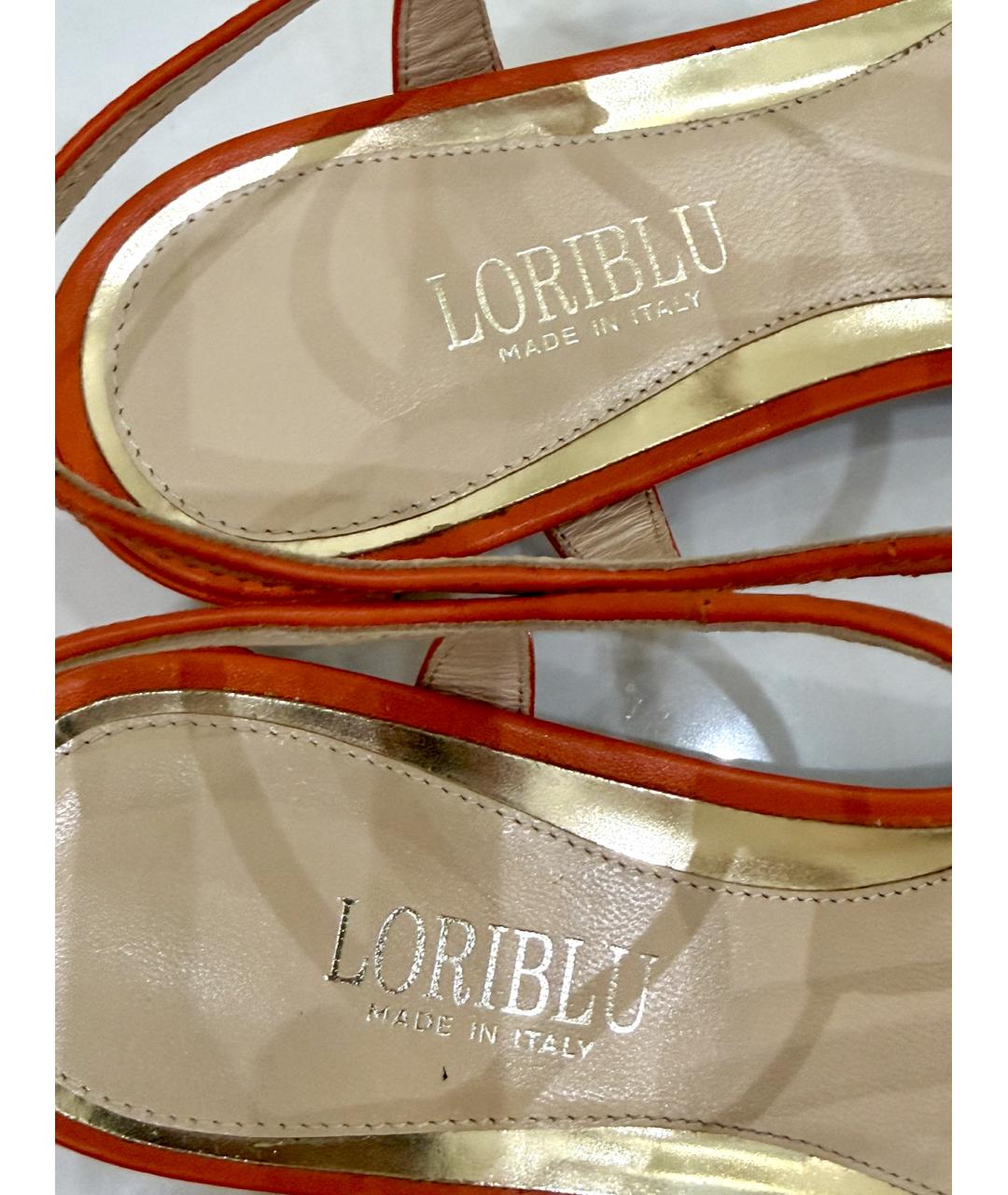 LARDINI Оранжевое кожаные босоножки, фото 8