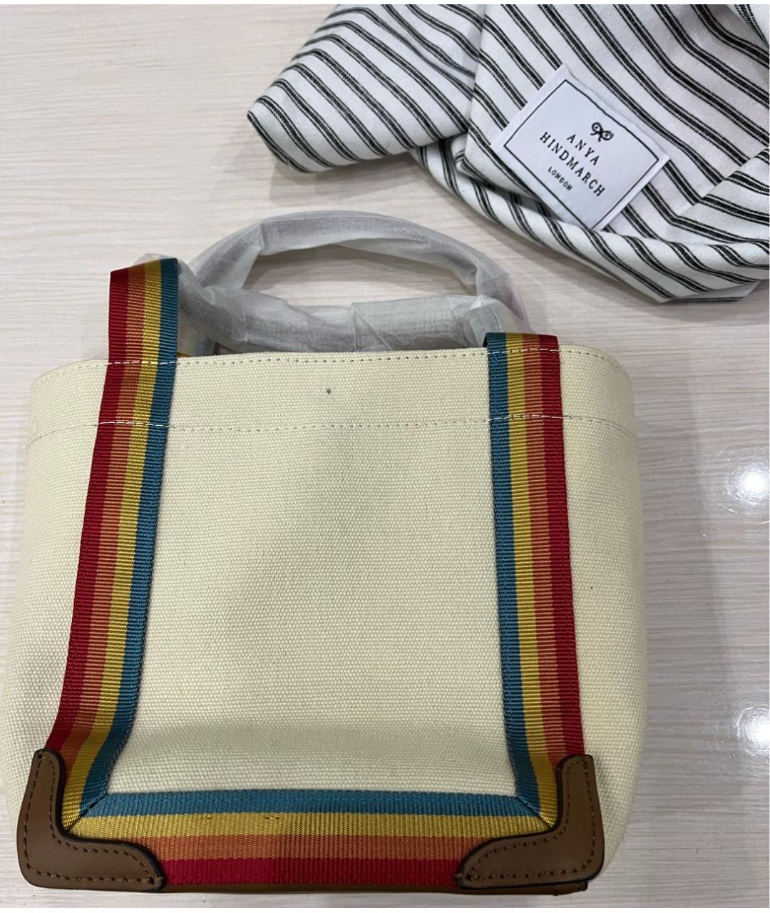 ANYA HINDMARCH Бежевая хлопковая пляжная сумка, фото 3