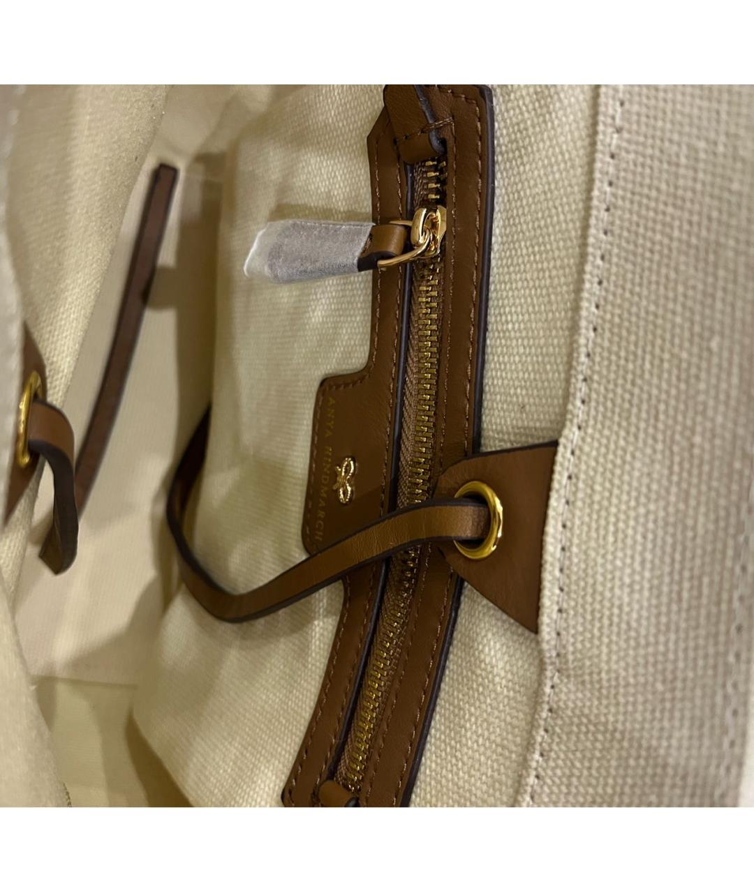 ANYA HINDMARCH Бежевая хлопковая пляжная сумка, фото 4