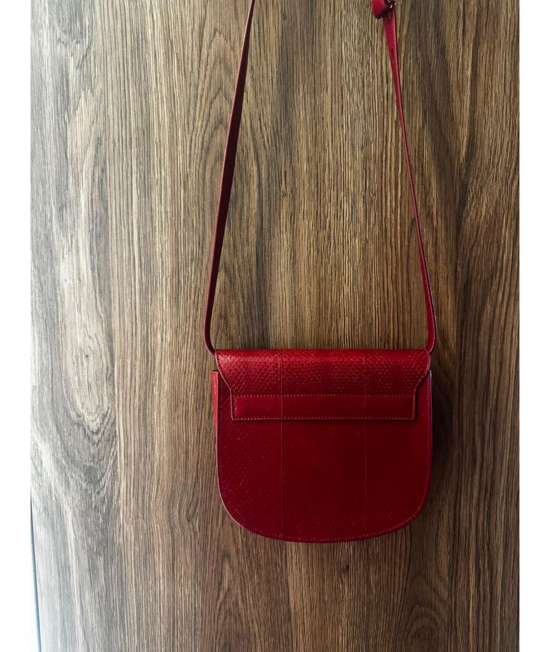 SAINT LAURENT Красная кожаная сумка через плечо, фото 3
