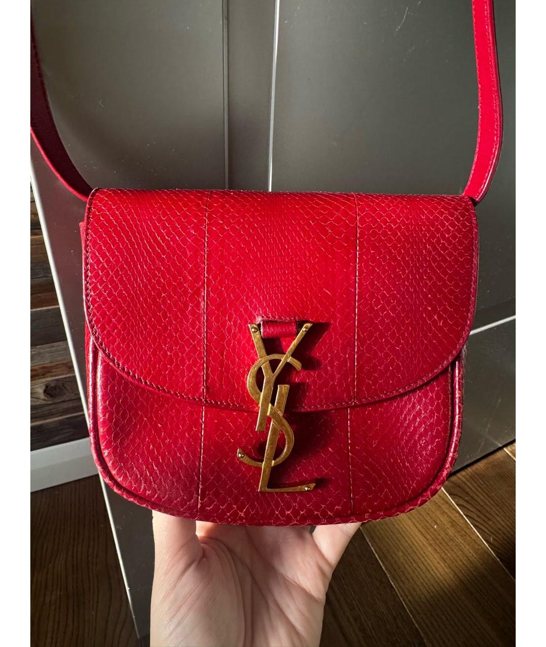 SAINT LAURENT Красная кожаная сумка через плечо, фото 6