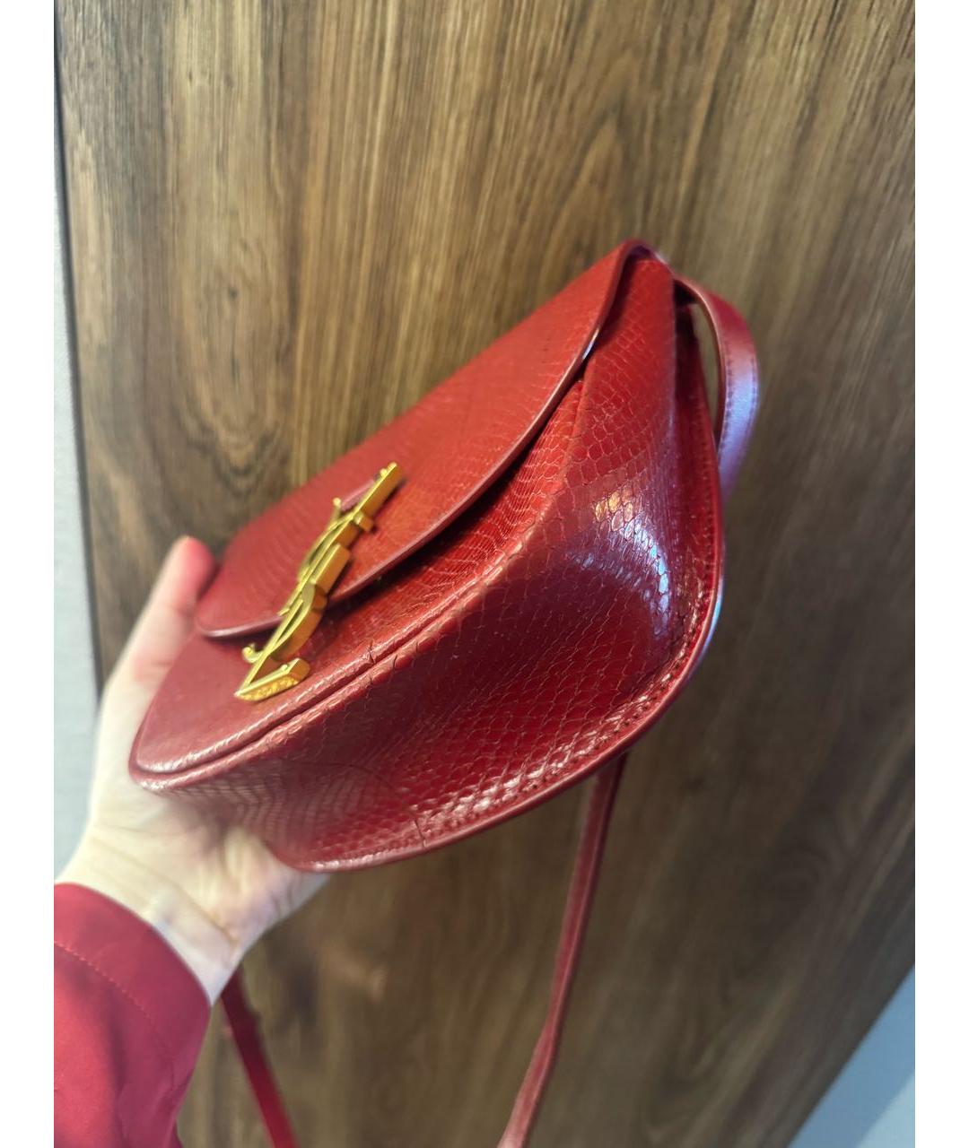 SAINT LAURENT Красная кожаная сумка через плечо, фото 5