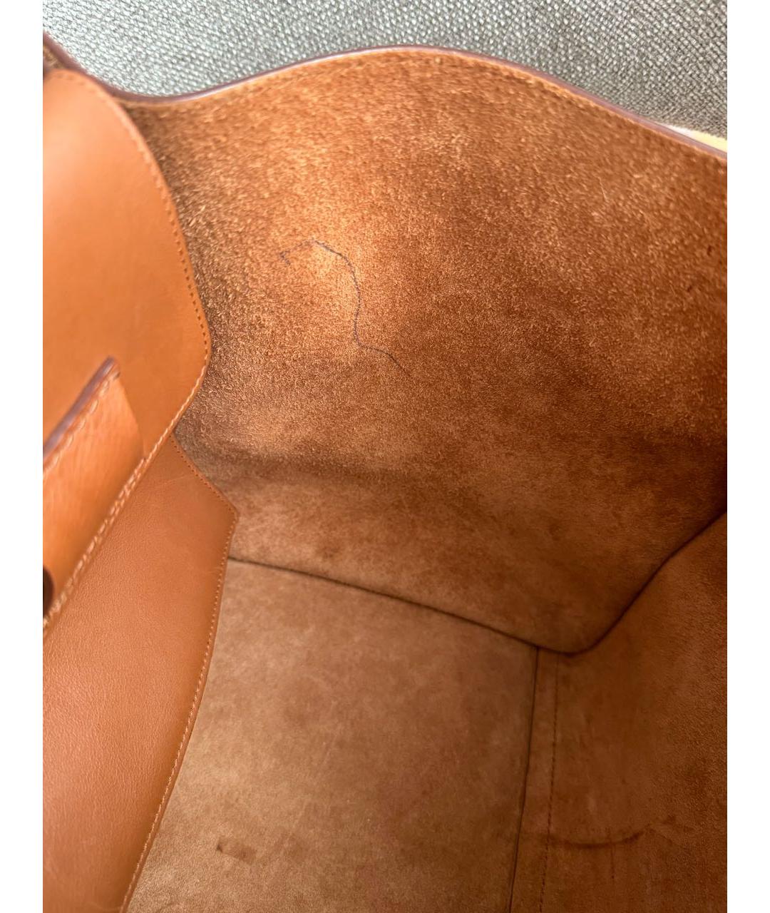 CELINE Коричневая кожаная сумка с короткими ручками, фото 4