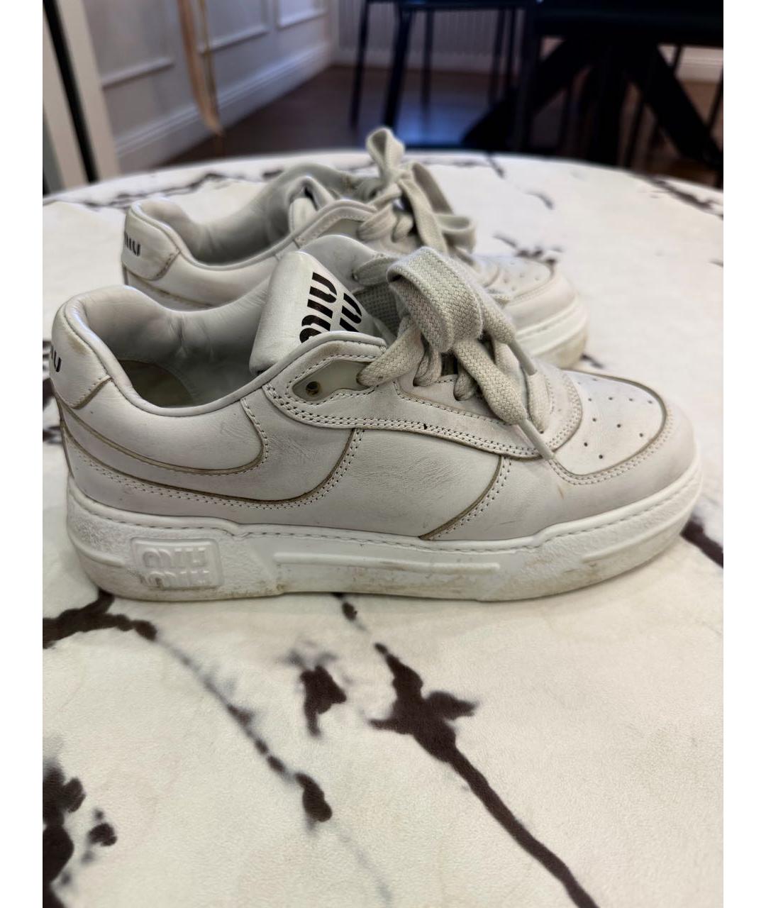 MIU MIU Белые кожаные кеды, фото 7