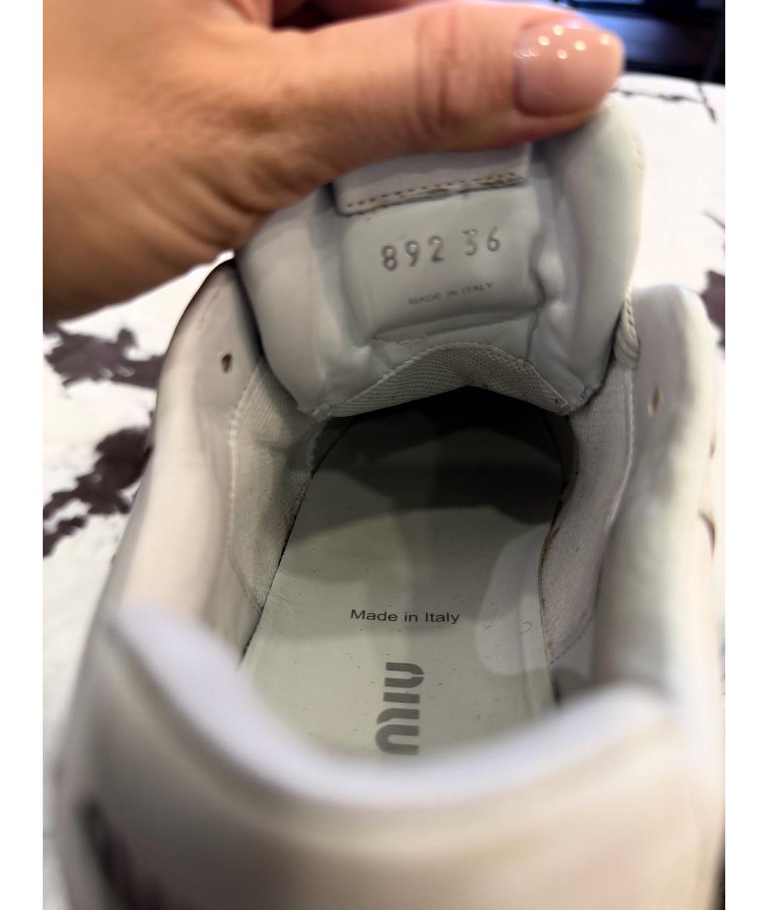 MIU MIU Белые кожаные кеды, фото 6