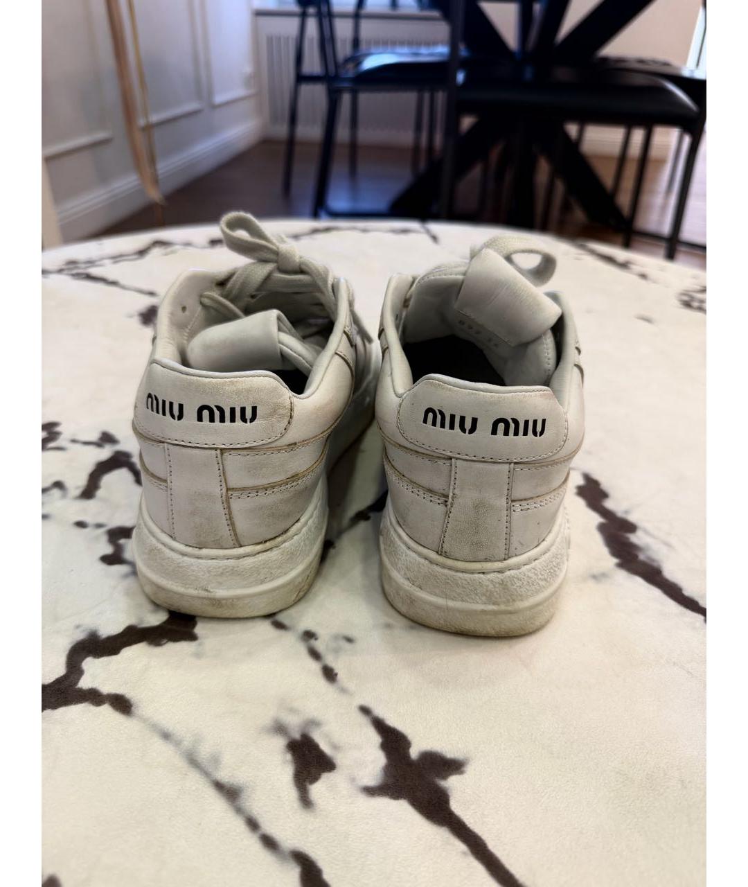 MIU MIU Белые кожаные кеды, фото 4