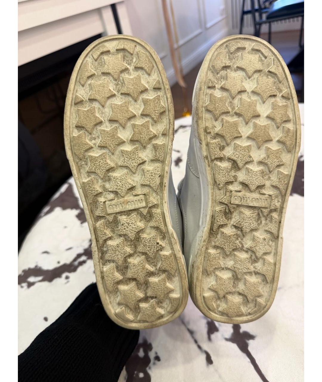 MIU MIU Белые кожаные кеды, фото 5