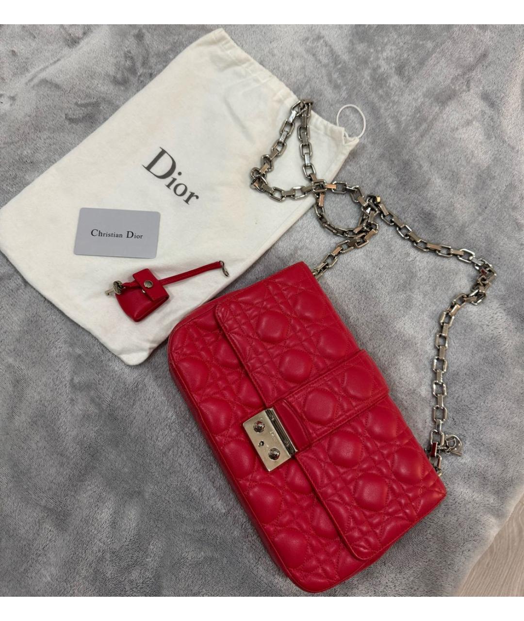 CHRISTIAN DIOR Коралловая кожаная сумка через плечо, фото 2