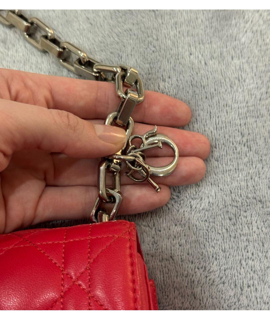 CHRISTIAN DIOR Коралловая кожаная сумка через плечо, фото 4