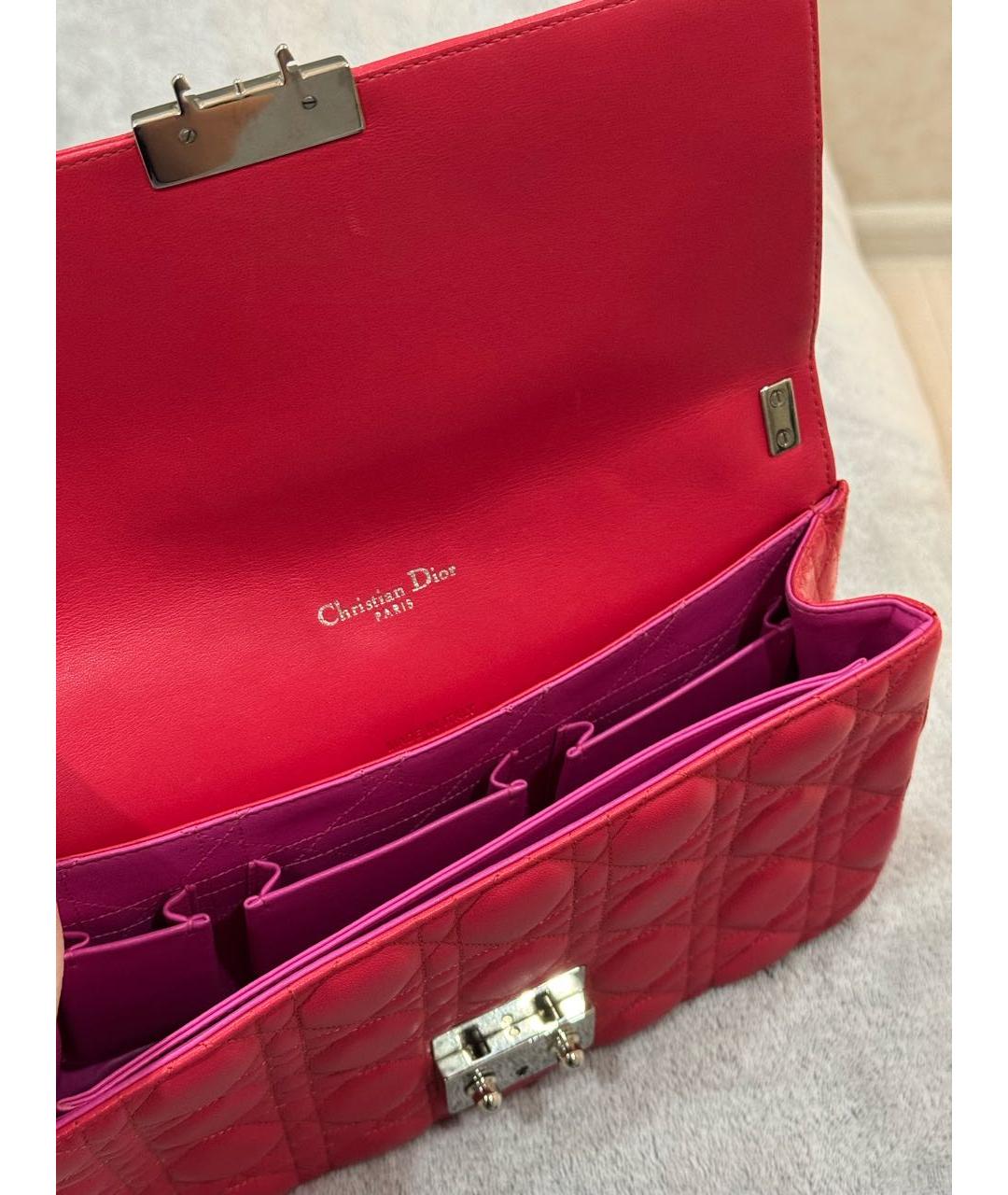 CHRISTIAN DIOR Коралловая кожаная сумка через плечо, фото 5