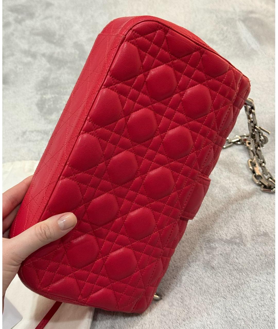 CHRISTIAN DIOR Коралловая кожаная сумка через плечо, фото 3