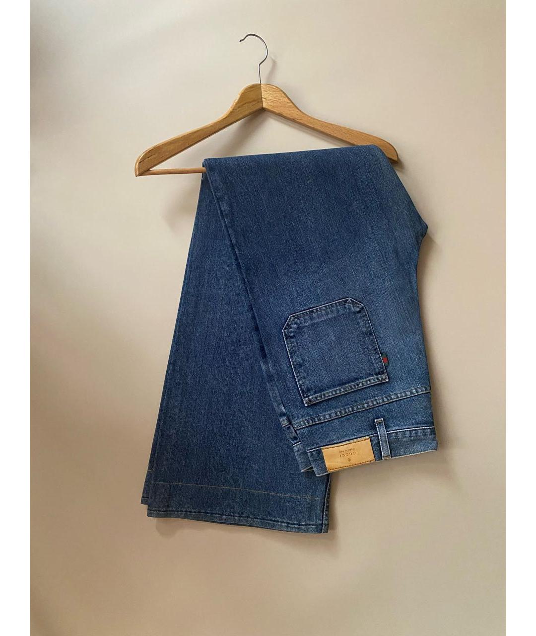 GUCCI Синие хлопковые прямые джинсы, фото 7