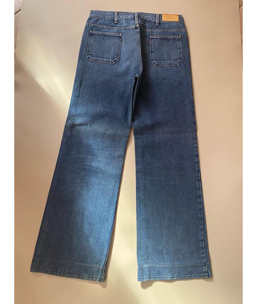 GUCCI Синие хлопковые прямые джинсы, фото 2