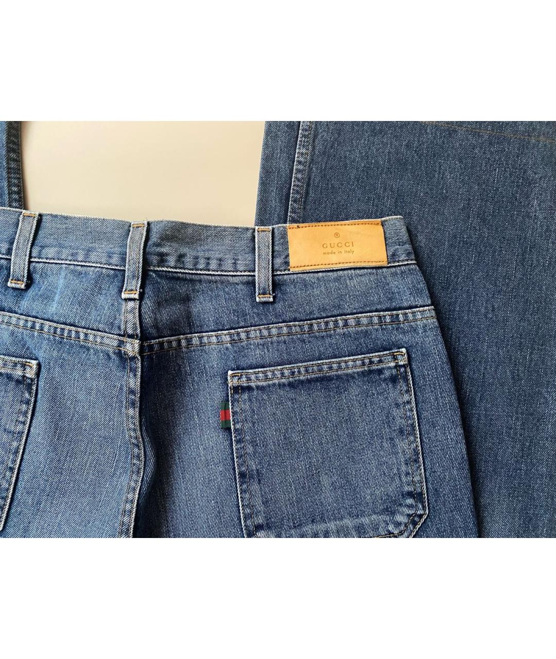 GUCCI Синие хлопковые прямые джинсы, фото 3