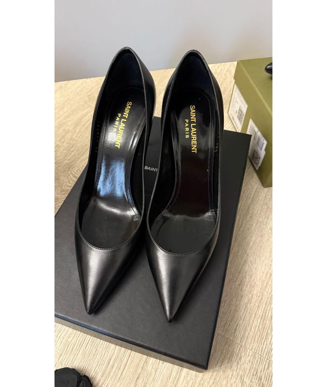 SAINT LAURENT Черные кожаные туфли, фото 2