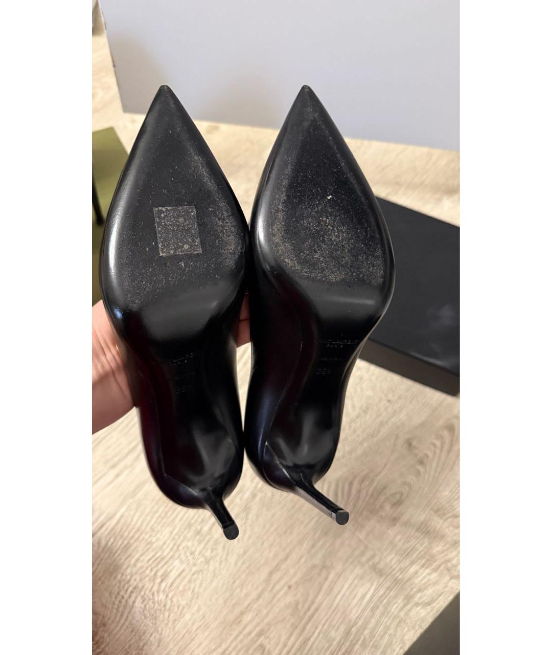 SAINT LAURENT Черные кожаные туфли, фото 3