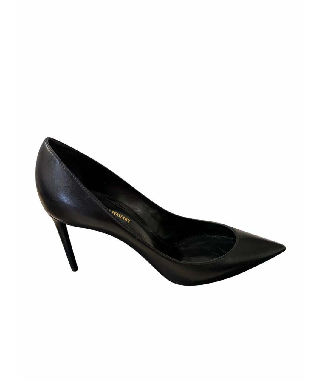 SAINT LAURENT Черные кожаные туфли, фото 1