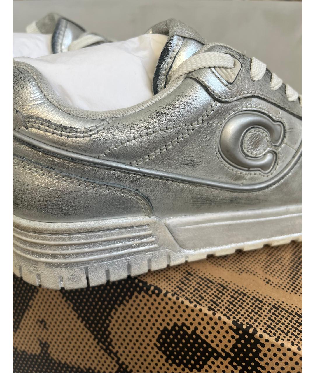 COACH Серебряные кожаные кеды, фото 5
