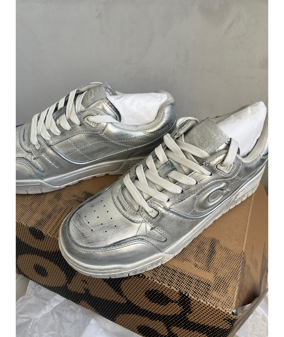 COACH Серебряные кожаные кеды, фото 8