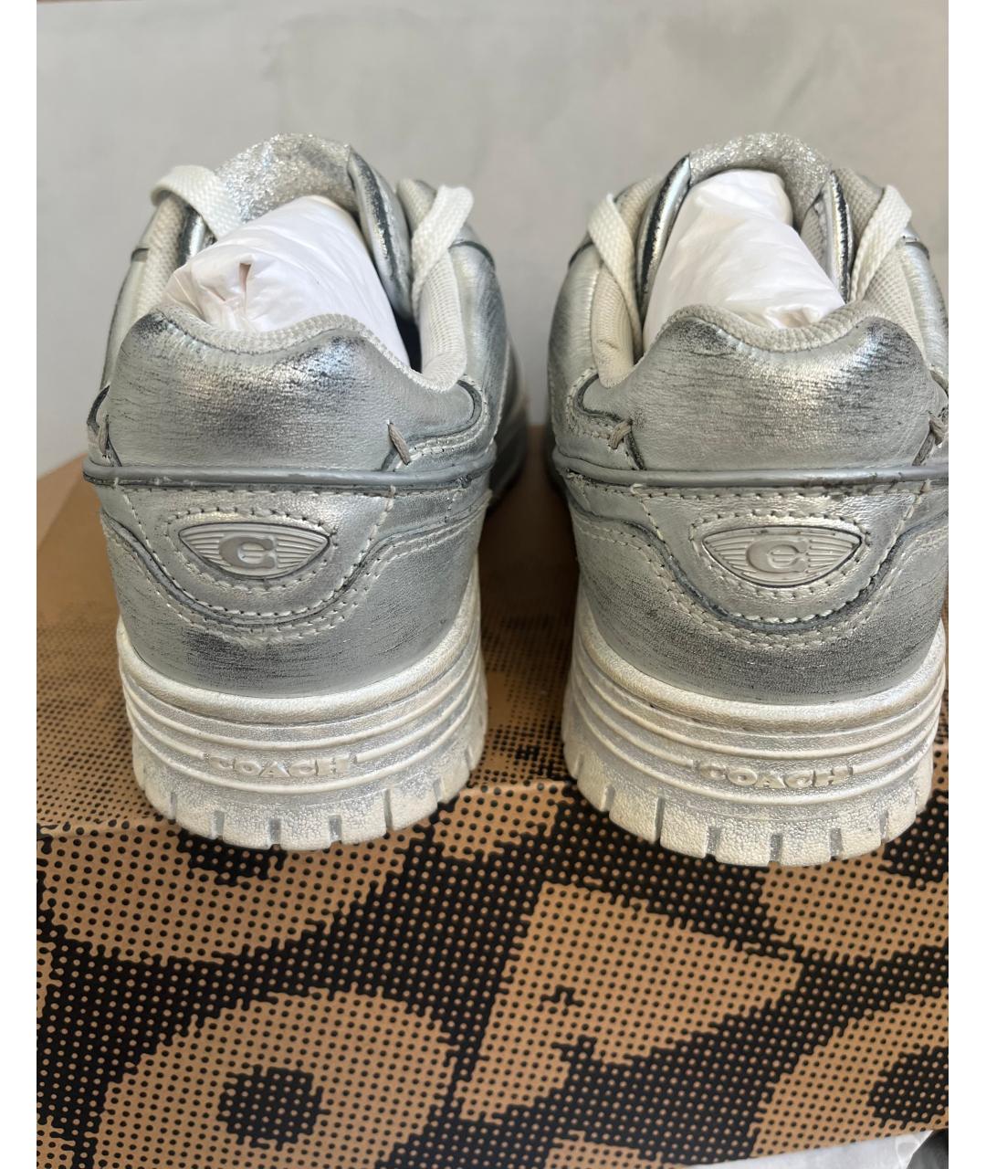 COACH Серебряные кожаные кеды, фото 3
