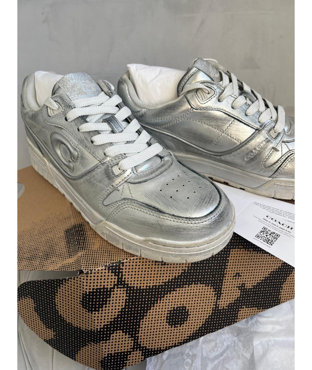 COACH Серебряные кожаные кеды, фото 2