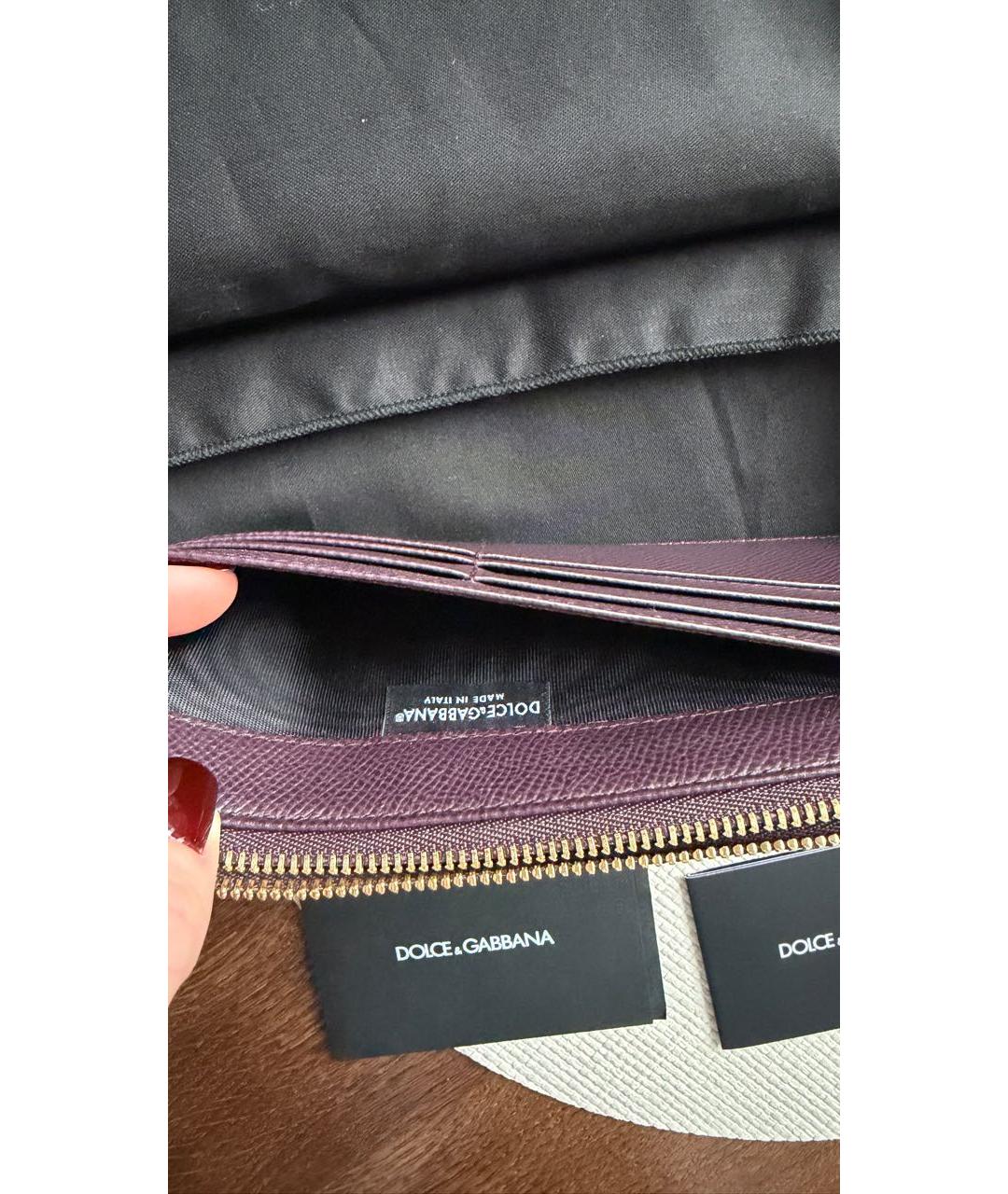 DOLCE&GABBANA Бордовый кожаный кошелек, фото 4