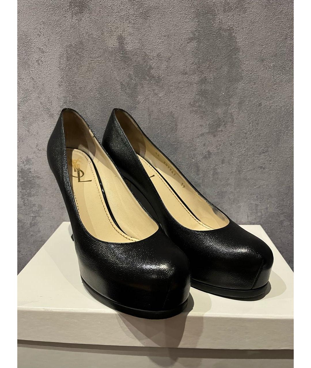 SAINT LAURENT Черные кожаные туфли, фото 2