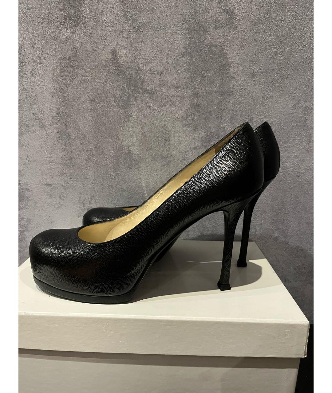 SAINT LAURENT Черные кожаные туфли, фото 8