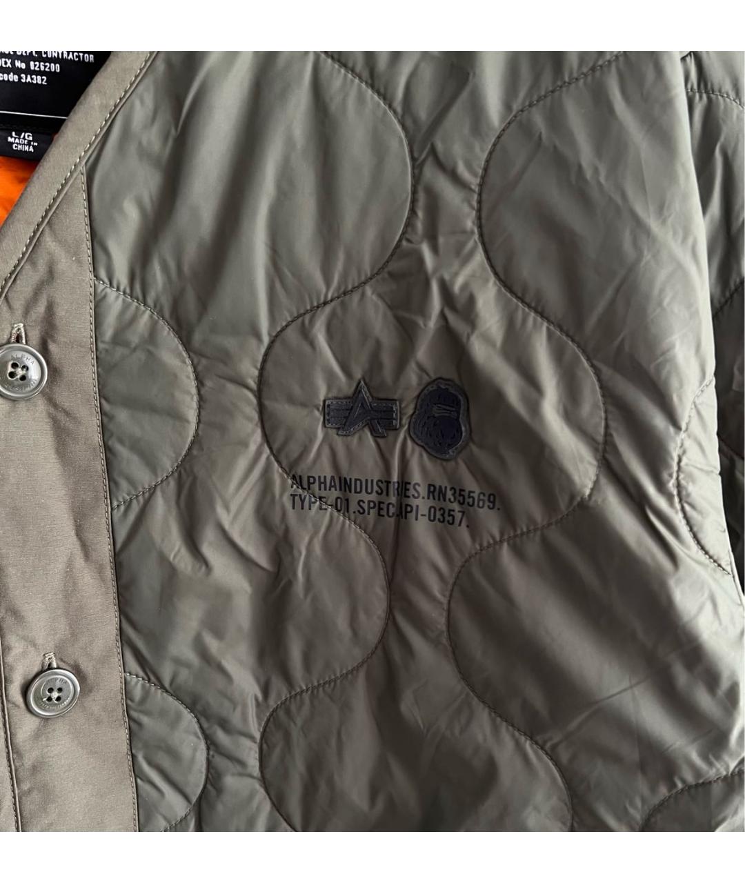 ALPHA INDUSTRIES Хаки синтетическая куртка, фото 4