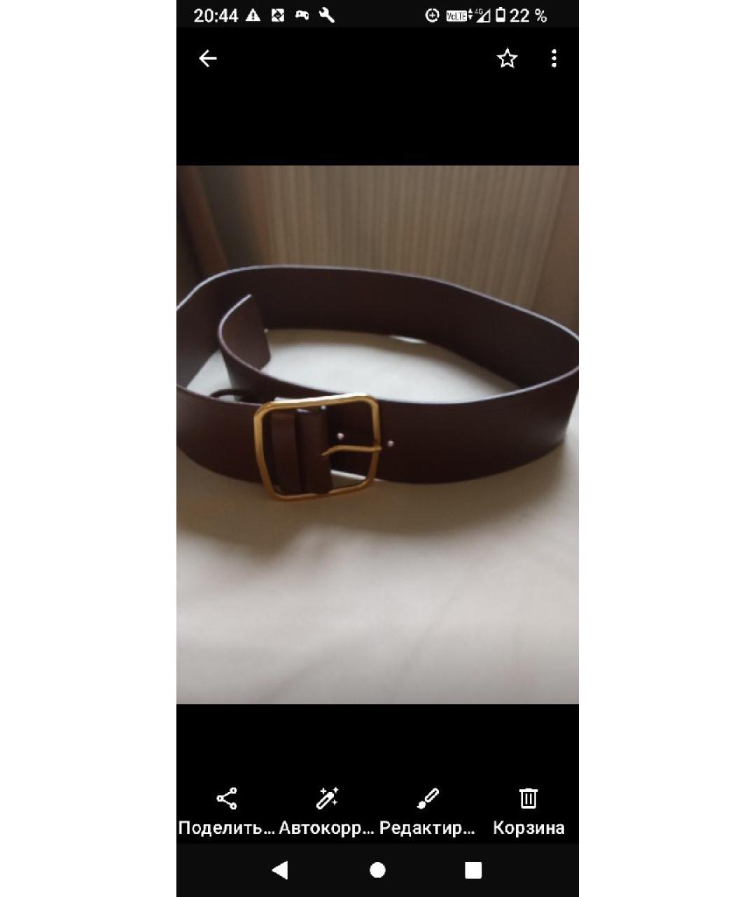 WEEKEND MAX MARA Коричневый кожаный ремень, фото 2