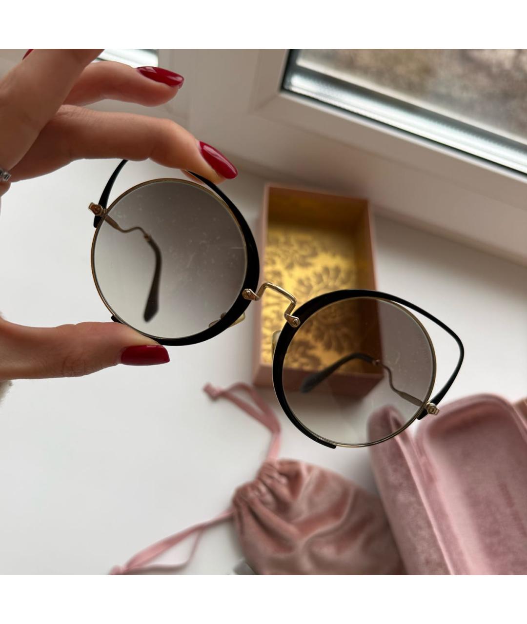 MIU MIU Черные металлические солнцезащитные очки, фото 8