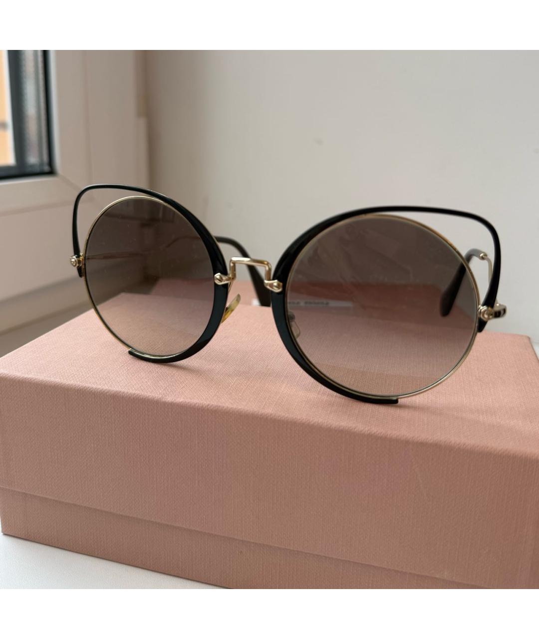 MIU MIU Черные металлические солнцезащитные очки, фото 2