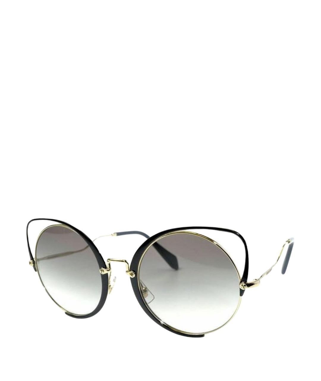 MIU MIU Черные металлические солнцезащитные очки, фото 1