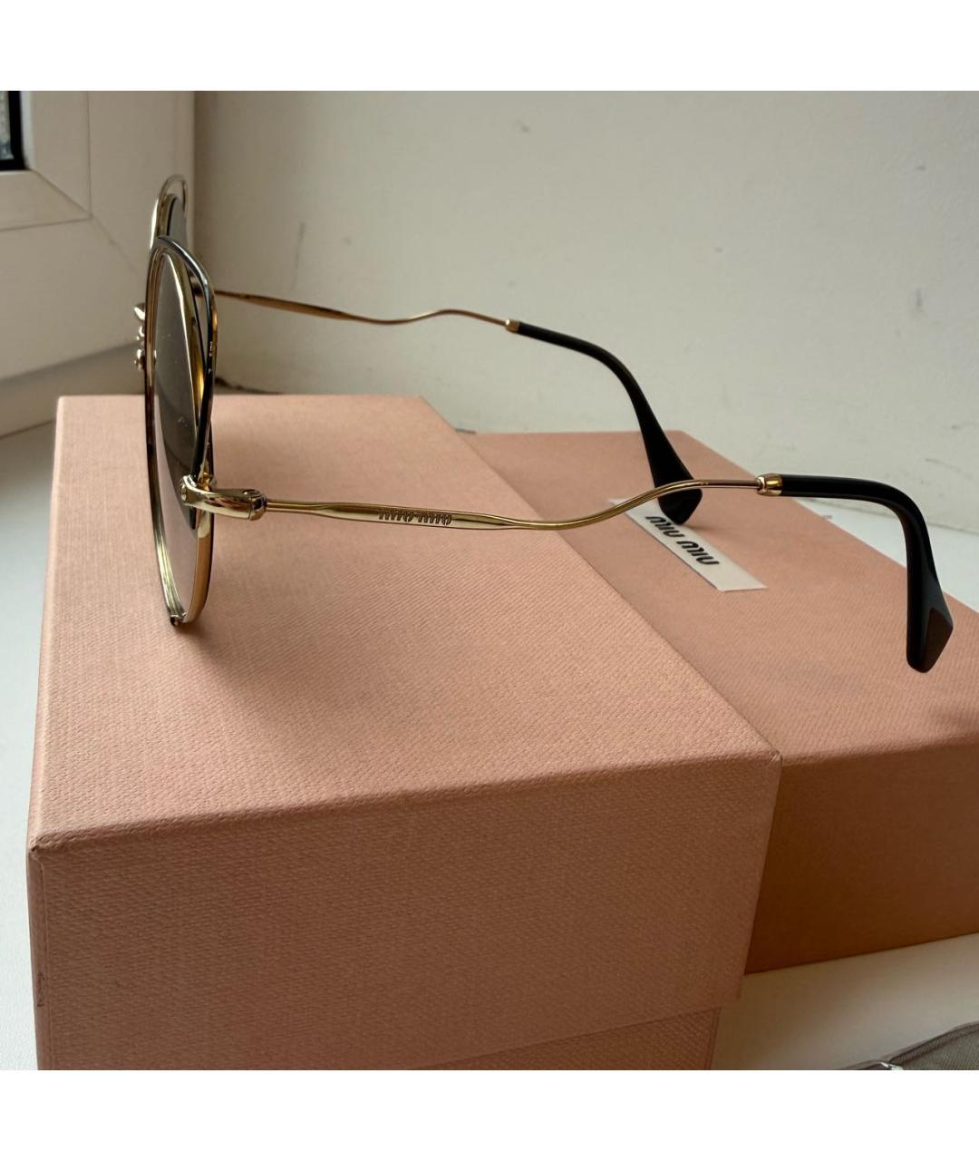 MIU MIU Черные металлические солнцезащитные очки, фото 4