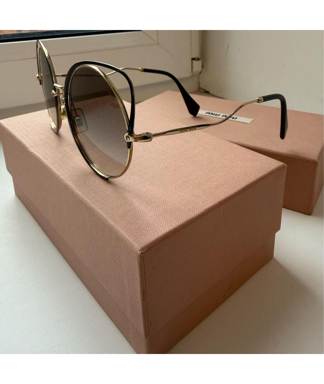 MIU MIU Черные металлические солнцезащитные очки, фото 3