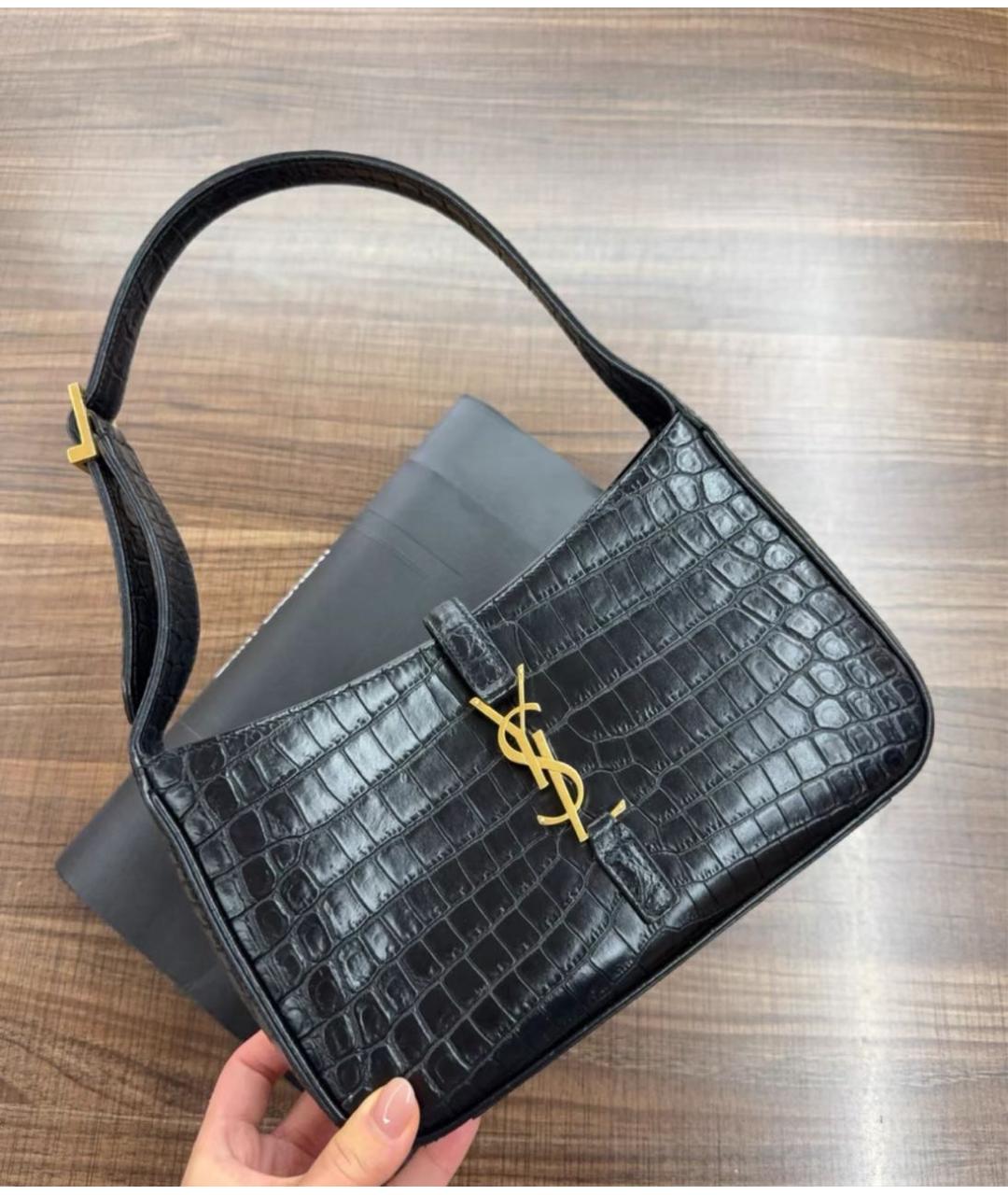 SAINT LAURENT Черная кожаная сумка через плечо, фото 2