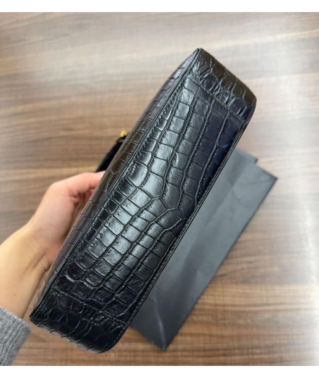 SAINT LAURENT Черная кожаная сумка через плечо, фото 4