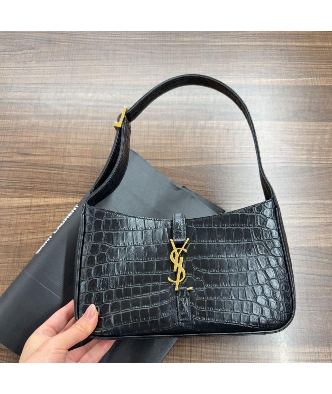 SAINT LAURENT Черная кожаная сумка через плечо, фото 5