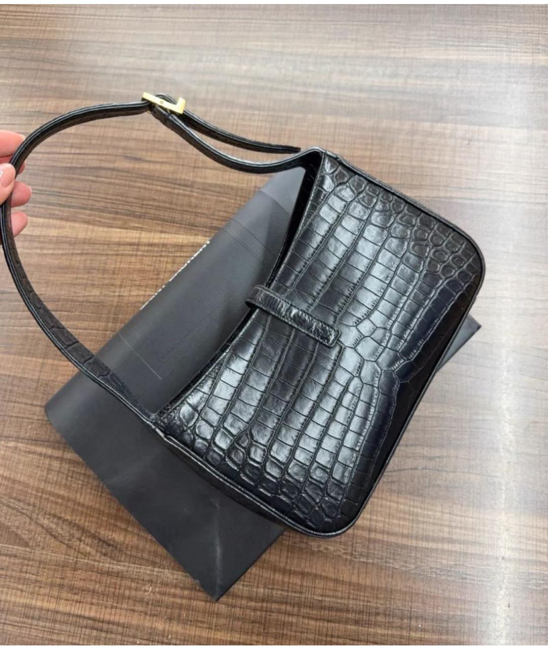 SAINT LAURENT Черная кожаная сумка через плечо, фото 3