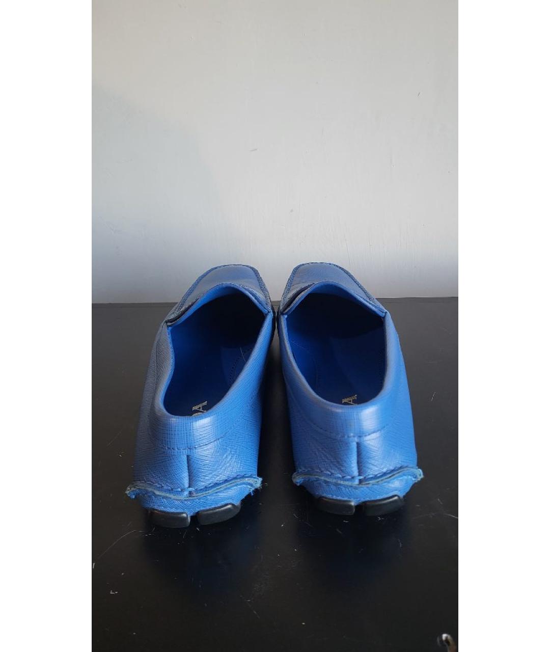 PRADA Синие кожаные мокасины, фото 4