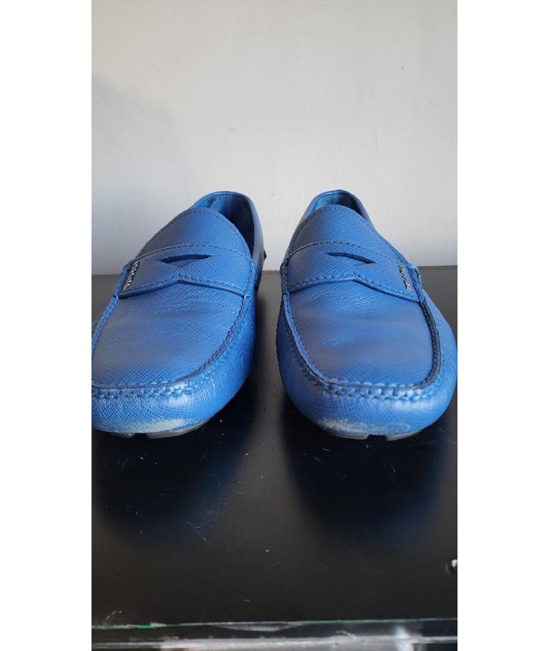 PRADA Синие кожаные мокасины, фото 3