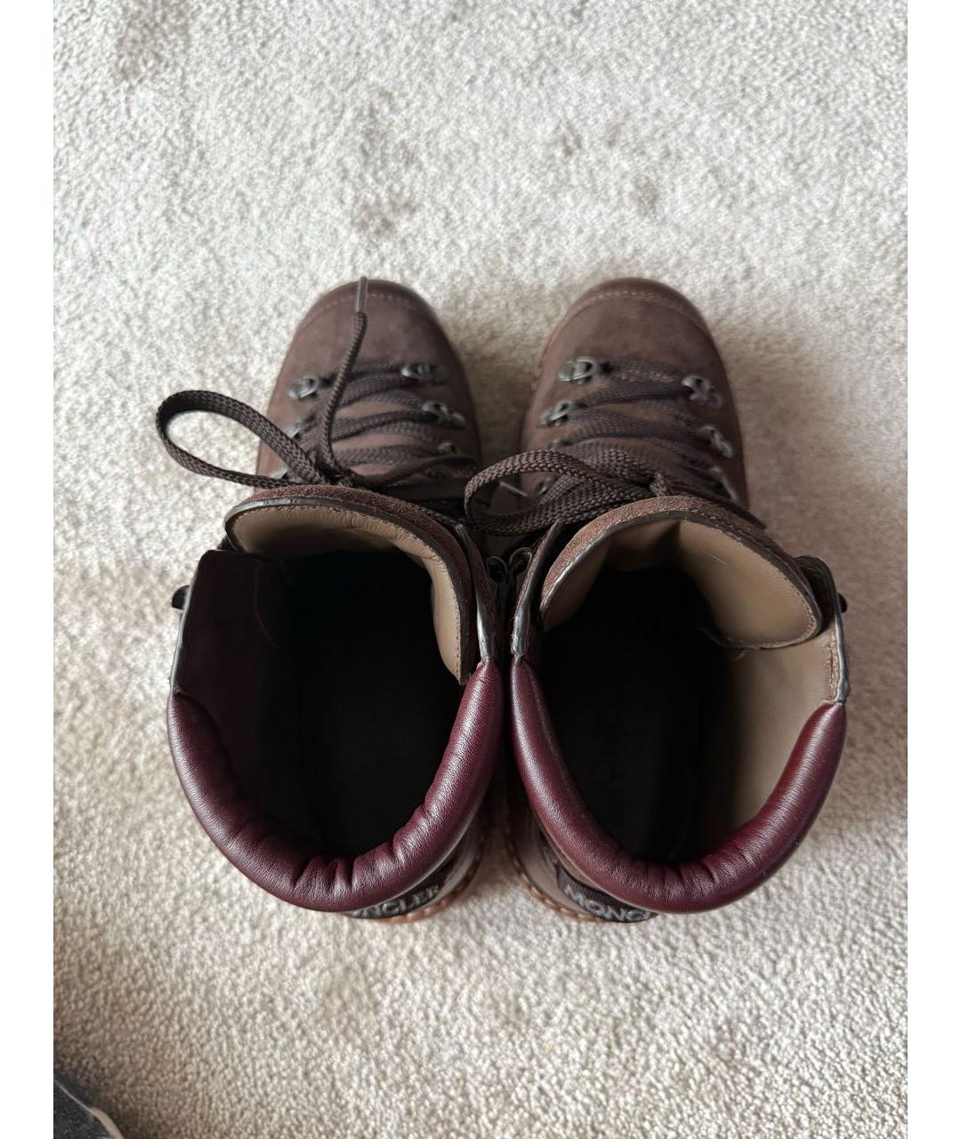 MONCLER Коричневые кожаные низкие ботинки, фото 3