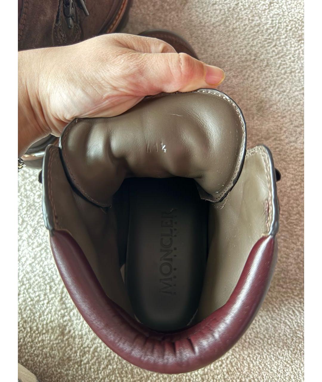 MONCLER Коричневые кожаные низкие ботинки, фото 6