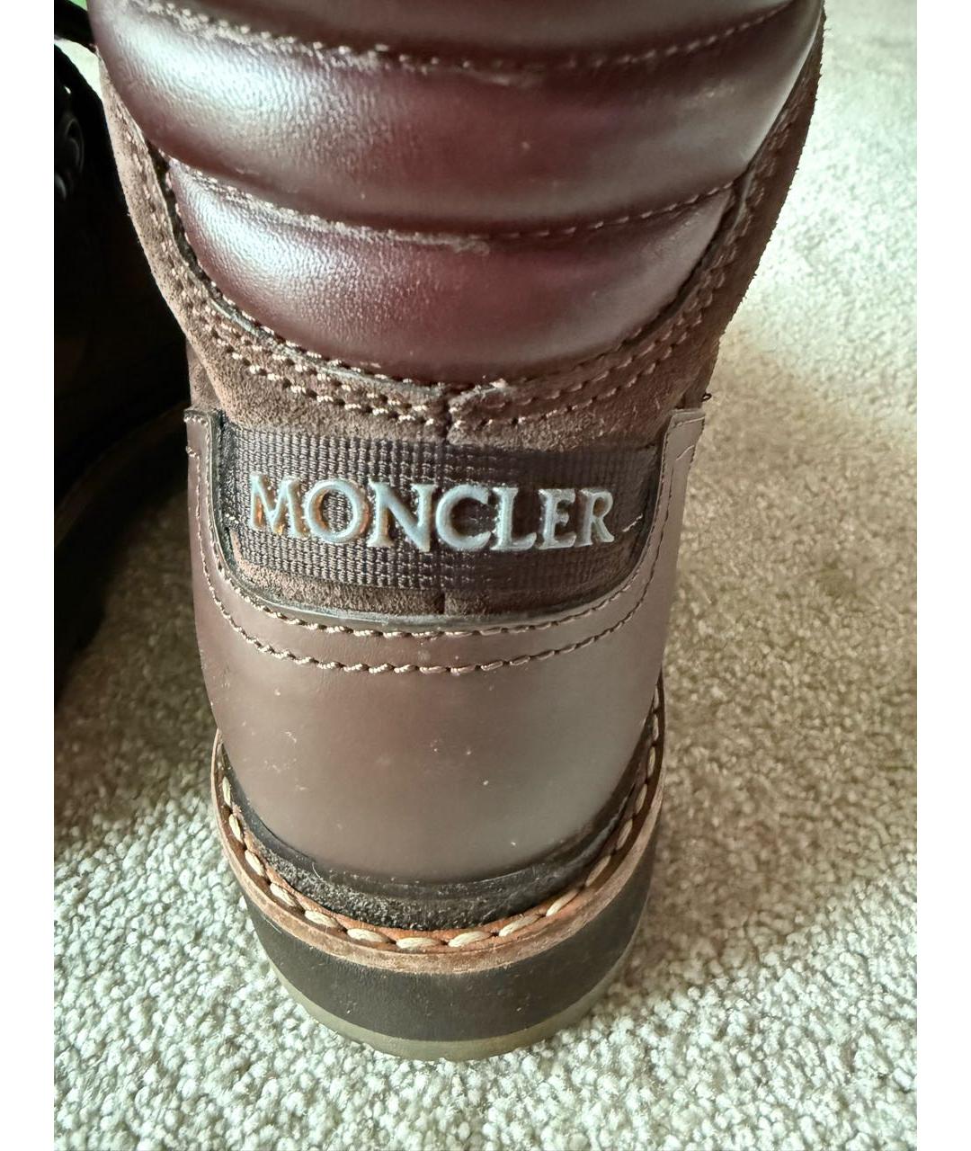 MONCLER Коричневые кожаные низкие ботинки, фото 5