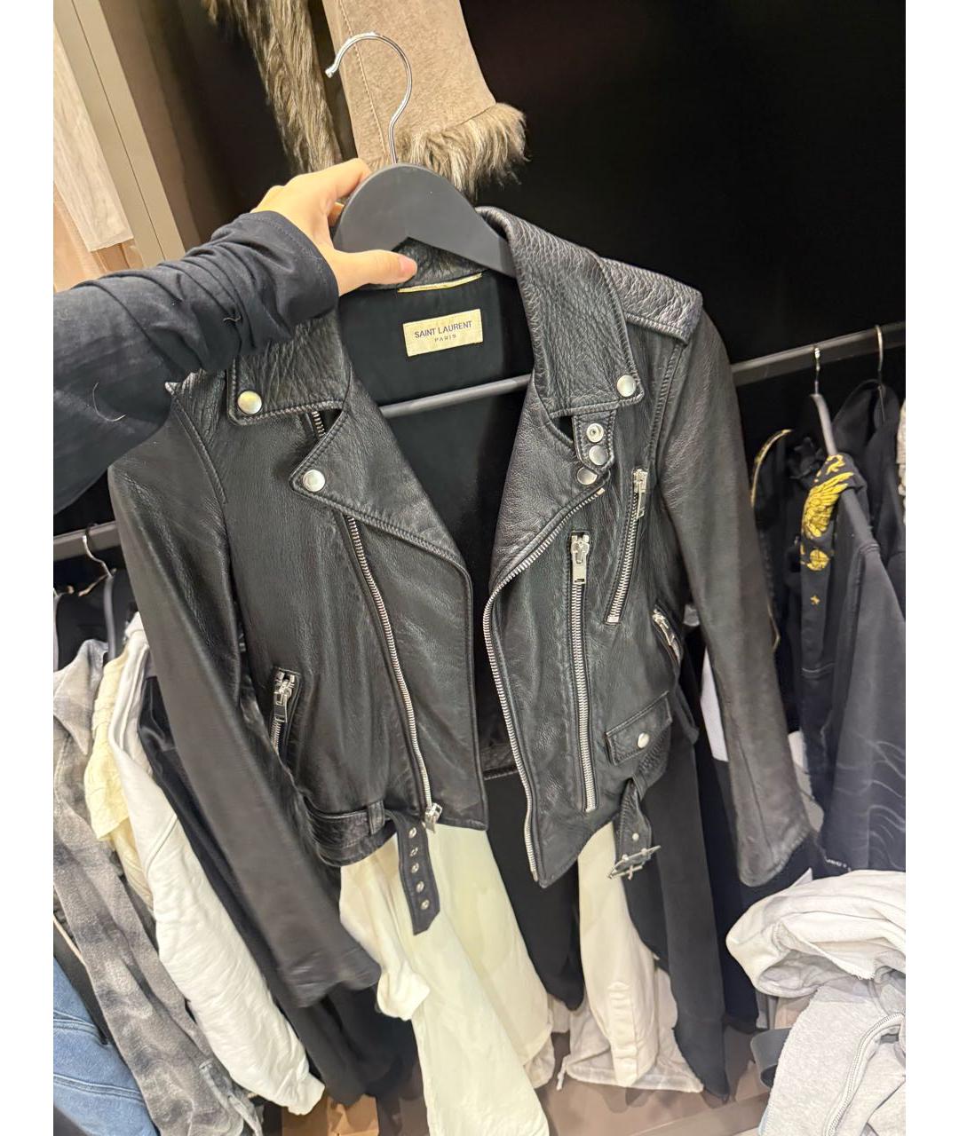 SAINT LAURENT Черная кожаная куртка, фото 3